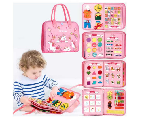 Логічна папка C 73101 (40) фетрова, елементи на липучках, застібки, годинник, англ. абетка, цифри, форми, тварини, погода, в пакеті