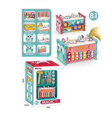 Ігровий центр 688-29 (18) 2 види, стукавка, магнітна риболовля, шестерні, сортер, пальчикові ігри, ксилофон, годинник, каталка, в коробці