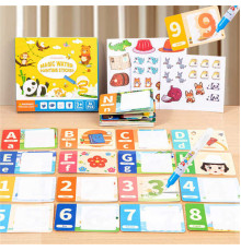 Логічна гра C 75337 (96) водна розмальовка, 36 карток, 63 наліпки, водний маркер, літери, малюнки, в коробці