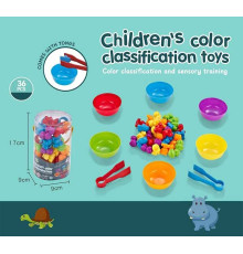 Логічна гра 2188-85 (60/2) сортер, 36 елементів-тваринок, 6 тарілочок, 2 пари щипців, в слюді