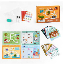 Логічна гра С 47861 (36) "Багаторазова книга – лабіринт", 30 ігрових карток. два фломастери, тека, наліпки, в коробці