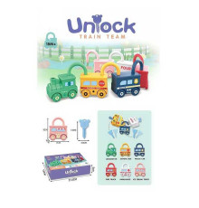 Потяг логічний 228-8 (48) 6 вагончиків, замки, ключі, в коробці