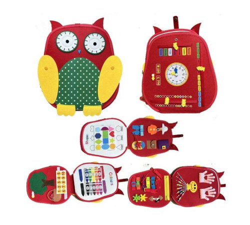 Логічна папка 432-14 (50) фетр, цифри, часові позначення, геометричні фігури, застібки, ремінці, липучки, пряжки, рухомі шестерні, пальчикові ігри, у пакеті