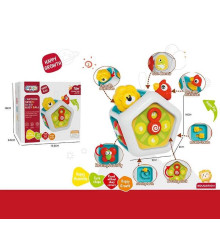 Бізіборд 368-73 (144) 7 забавок, тріскачка, пальчикові ігри, рухомі дверцята, кріплення для підвішування, в коробці