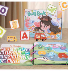 Логічна книжка C 71023 (34) 10 сторінок, на липучках, цифри, англ. абетка, кольори, форми, частини тіла, в коробці