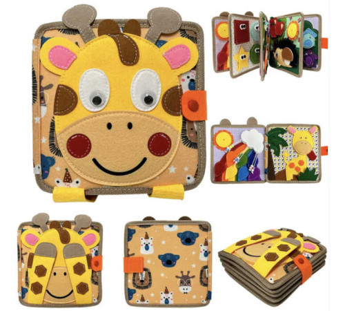 М'яка книжка-бізіборд C 64654 (36) фетровий, вивчення форм, кольорів, тварин, пальчикові ігри, на липучках, в пакеті