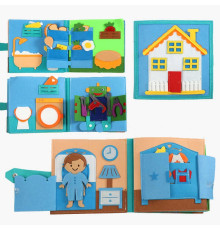 М'яка книжка-бізіборд C 73095 (32) фетрова, одяг, їжа, інструменти, динозаври, посуд, в пакеті