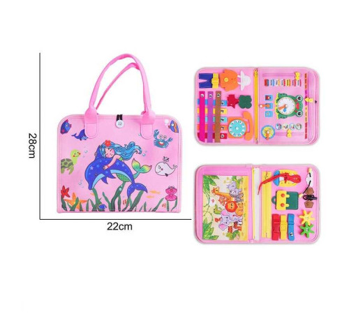 Логічна папка 25028 (50) фетр, циферблат, телефончик, назви місяців, днів, пір року англійською, шестерні, ремінці, липучки, пазл, в пакеті