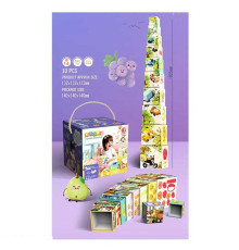 Розвивальна гра 88631 (60/2) кубики, пірамідка, цифри, фрукти, професії, написи англійською мовою, в коробці