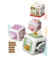 Бізіборд YD 750-16 (168) 3 кольори, "Куб", пискавка, тріскачка, пальчикові ігри, в коробці, ВИДАЄТЬСЯ ТІЛЬКИ МІКС ВИДІВ