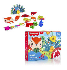 гр Гра конструктор "Fisher-Price MAXI Болтики" VT2905-23 (6) "Vladi Toys", 13 двосторонніх карток, 4 болтики, 4 гайки