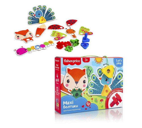 гр Гра конструктор "Fisher-Price MAXI Болтики" VT2905-23 (6) "Vladi Toys", 13 двосторонніх карток, 4 болтики, 4 гайки гр Гра конструктор "Fisher-Price MAXI Болтики" VT2905-23 (6) "Vladi Toys", 13 двосторонніх карток, 4 болтики, 4 гайки