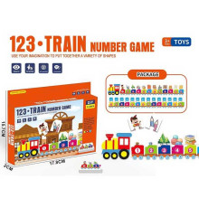 Гра 090 (120/2) локомотив, 9 карток із завданнями, 26 пазлів, математичні приклади, нумерація вагонів та карток, коробці