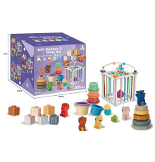 Набір для розвитку 1361 (18) 26 елементів, кубики, 2 пірамідки, куб-сортер, гра із намистинами, в коробці