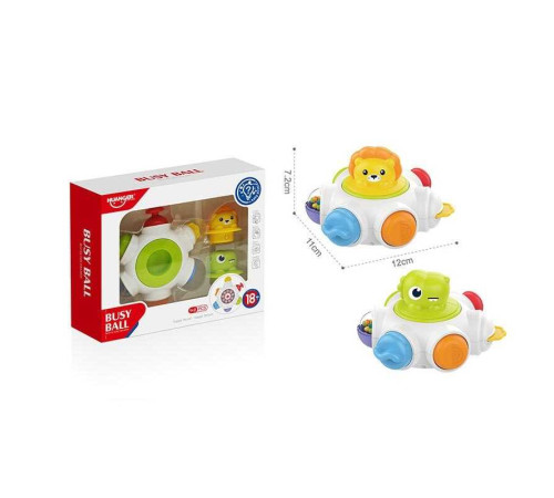 Бізіборд HE 8031 (72) сфера з кульками, 7 забавок, пальчикові ігри, тріскачка, пискавка, 2 фігурки, в коробці