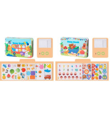 Логічна книжка C 73235 (132) 14 сторінок, картонна, елементи на липучках, цифри, кольори, тварини, геометричні фігури, в пакеті
