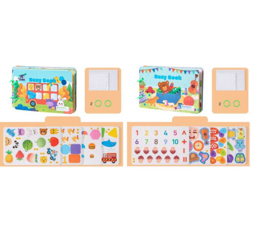 Логічна книжка C 73235 (132) 14 сторінок, картонна, елементи на липучках, цифри, кольори, тварини, геометричні фігури, в пакеті