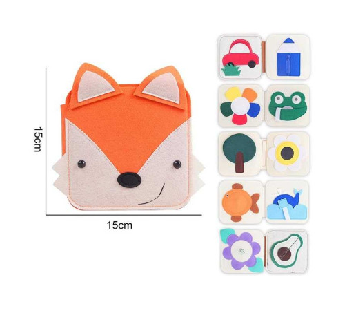 М'яка книжка-бізіборд 25002 (100) фетр, пальчикові ігри, дзеркало, елементи на липучках, в пакеті