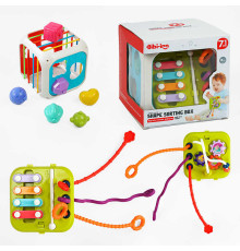 Логічний куб 688-74 (36) 7в1, 2 види, ксилофон, шнурочки, шестерні, пальчикова гра, сортер, в коробці