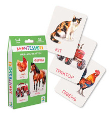 гр Набір навчальних карток Монтесорі "Ферма" 301233 (32) "DoDo", 16 двосторонніх карток, в коробці