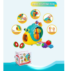 Логічна гра 35717 M (24) “Равлик”, каталка, еластичні решітки, пальчикові ігри, продукти на липучках, гумові мотузочки, в коробці