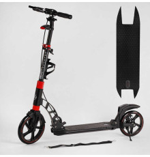 Самокат двоколісний "Best Scooter" D-64585 (2) гумовий килимок, ФАРА, переднє колесо PU 230мм, заднє колесо 200мм, 2 амортизатори, дискове гальмо
