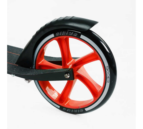 Самокат двоколісний "Skyper" S - 86735 (4) "Sirius", чорно-червоний, колеса PU 200 мм, 1 амортизатор, ручне гальмо, в коробці