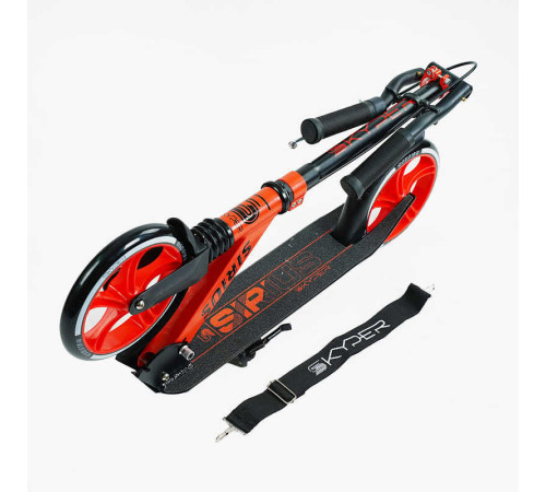 Самокат двоколісний "Skyper" S - 86735 (4) "Sirius", чорно-червоний, колеса PU 200 мм, 1 амортизатор, ручне гальмо, в коробці