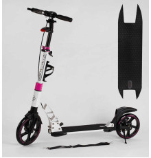Самокат двоколісний "Best Scooter" D-71057 (2) гумовий килимок, ФАРА, переднє колесо PU 230мм, заднє колесо 200мм, 2 амортизатори, дискове гальмо