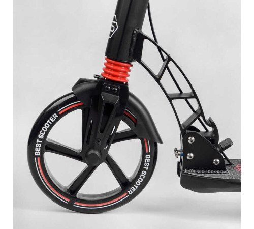 Самокат двоколісний "Best Scooter" 60054-R (2) ФАРА, переднє колесо PU 230 мм, заднє колесо 200мм, 2 амортизатори, дискове гальмо, затискач керма