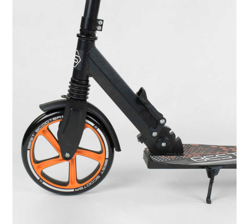 Самокат 34750 (2) Best Scooter, ЧОРНИЙ, зажим руля, переднє колесо PU - 22 см, заднє колесо PU - 20 см, 1 амортизатор, в коробці – в наличии! Купите сейчас у KAZKOVA