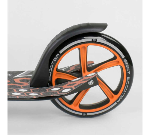 Самокат 34750 (2) Best Scooter, ЧОРНИЙ, зажим руля, переднє колесо PU - 22 см, заднє колесо PU - 20 см, 1 амортизатор, в коробці – в наличии! Купите сейчас у KAZKOVA