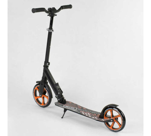 Самокат 34750 (2) Best Scooter, ЧОРНИЙ, зажим руля, переднє колесо PU - 22 см, заднє колесо PU - 20 см, 1 амортизатор, в коробці – в наличии! Купите сейчас у KAZKOVA