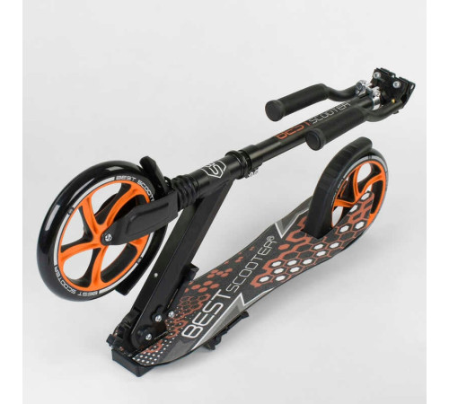 Самокат 34750 (2) Best Scooter, ЧОРНИЙ, зажим руля, переднє колесо PU - 22 см, заднє колесо PU - 20 см, 1 амортизатор, в коробці – в наличии! Купите сейчас у KAZKOVA