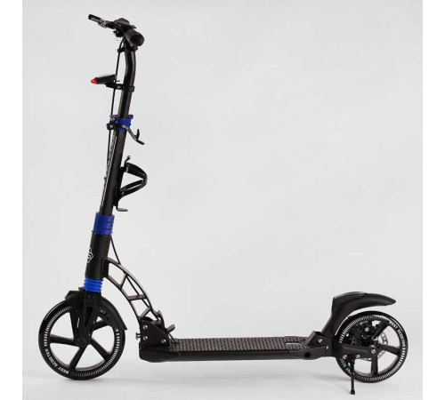 Самокат двоколісний "Best Scooter" D-19055 (2) гумовий килимок, ФАРА, переднє колесо PU 230мм, заднє колесо 200мм, 2 амортизатори, дискове гальмо