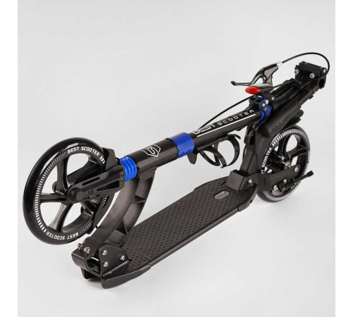 Самокат двоколісний "Best Scooter" D-19055 (2) гумовий килимок, ФАРА, переднє колесо PU 230мм, заднє колесо 200мм, 2 амортизатори, дискове гальмо