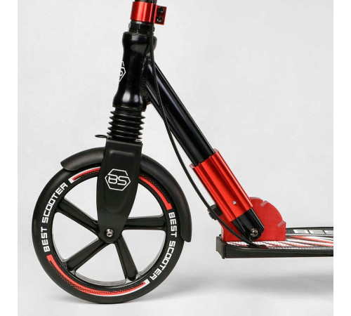 Самокат алюмінієвий "Best Scooter" 10304 (2) колеса PU, ФАРА, затискач керма, d передніх коліс - 230мм, d задніх коліс 200мм, 1 амортизатор передній