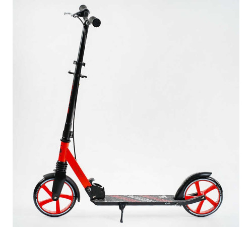 Самокат двоколісний S-16312 "Skyper" (4) "Sirius", чорно-червоний, колеса PU 200 мм, 1 аммортизатор, ручне гальмо, в коробці