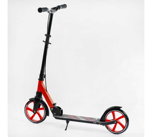 Самокат двоколісний S-16312 "Skyper" (4) "Sirius", чорно-червоний, колеса PU 200 мм, 1 аммортизатор, ручне гальмо, в коробці