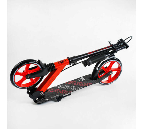 Самокат двоколісний S-16312 "Skyper" (4) "Sirius", чорно-червоний, колеса PU 200 мм, 1 аммортизатор, ручне гальмо, в коробці