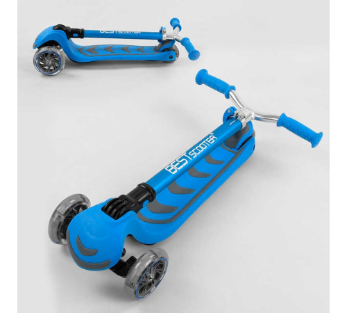 Самокат триколісний Y-00180 (4) Best Scooter, БЛАКИТНИЙ, складне алюмінієве кермо, 4 колеса PU зі світлом, d = 12 см – в наличии! Купите сейчас у KAZKOVA