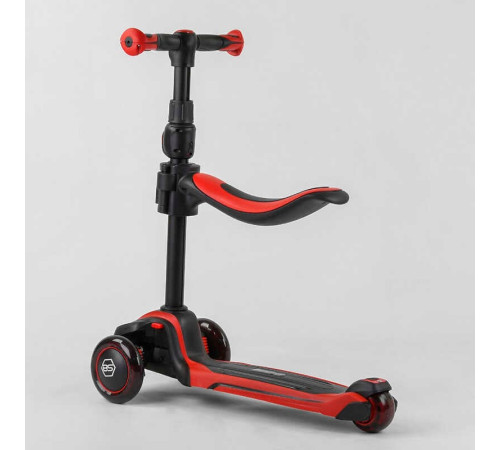 Самокат триколісний Best Scooter JS-10711 (4) з сидінням, алюмінієве кермо, 3 колеса PU зі світлом, d = 12 см