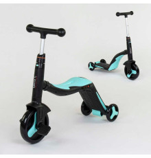 Самокат 3в1 JT 20255 (1) Best Scooter, самокат-велобіг-велосипед, БЛАКИТНИЙ, світло, 8 мелодій, колеса PU, переднє колесо d = 20см, задні d = 11см