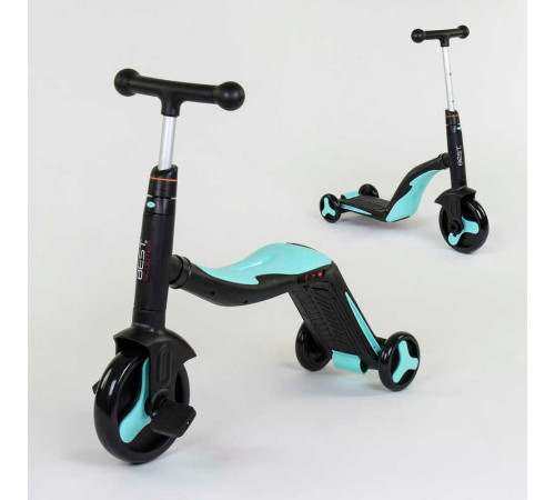 Самокат 3в1 JT 20255 (1) Best Scooter, самокат-велобіг-велосипед, БЛАКИТНИЙ, світло, 8 мелодій, колеса PU, переднє колесо d = 20см, задні d = 11см