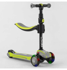 Самокат триколісний Best Scooter JS-20815 (4) з сидінням, алюмінієве кермо, 3 колеса PU зі світлом, d = 12 см