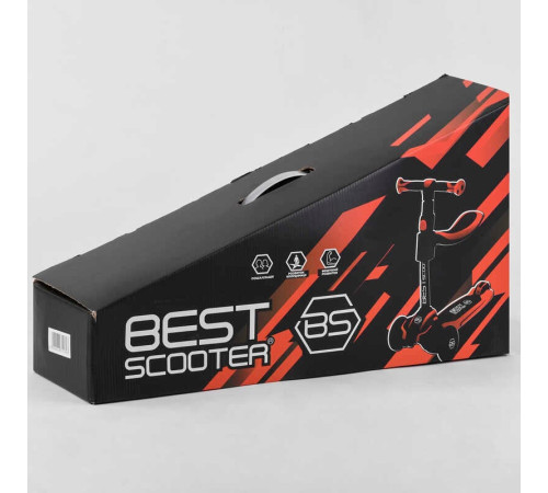 Самокат триколісний Best Scooter JS-20815 (4) з сидінням, алюмінієве кермо, 3 колеса PU зі світлом, d = 12 см