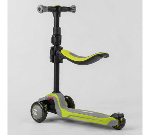 Самокат триколісний Best Scooter JS-20815 (4) з сидінням, алюмінієве кермо, 3 колеса PU зі світлом, d = 12 см