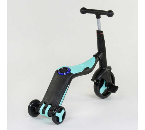 Самокат 3в1 JT 20255 (1) Best Scooter, самокат-велобіг-велосипед, БЛАКИТНИЙ, світло, 8 мелодій, колеса PU, переднє колесо d = 20см, задні d = 11см