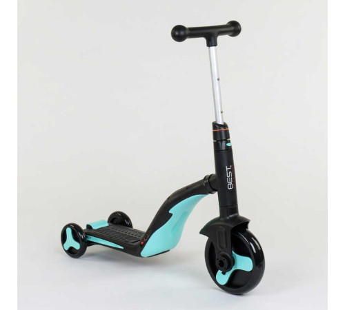 Самокат 3в1 JT 20255 (1) Best Scooter, самокат-велобіг-велосипед, БЛАКИТНИЙ, світло, 8 мелодій, колеса PU, переднє колесо d = 20см, задні d = 11см