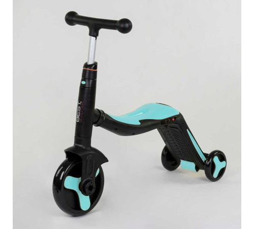 Самокат 3в1 JT 20255 (1) Best Scooter, самокат-велобіг-велосипед, БЛАКИТНИЙ, світло, 8 мелодій, колеса PU, переднє колесо d = 20см, задні d = 11см
